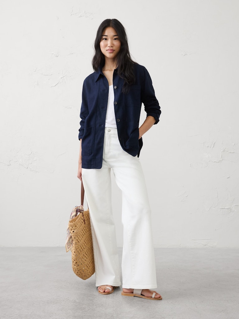 Linen-Blend Chore Overshirt: $74.97