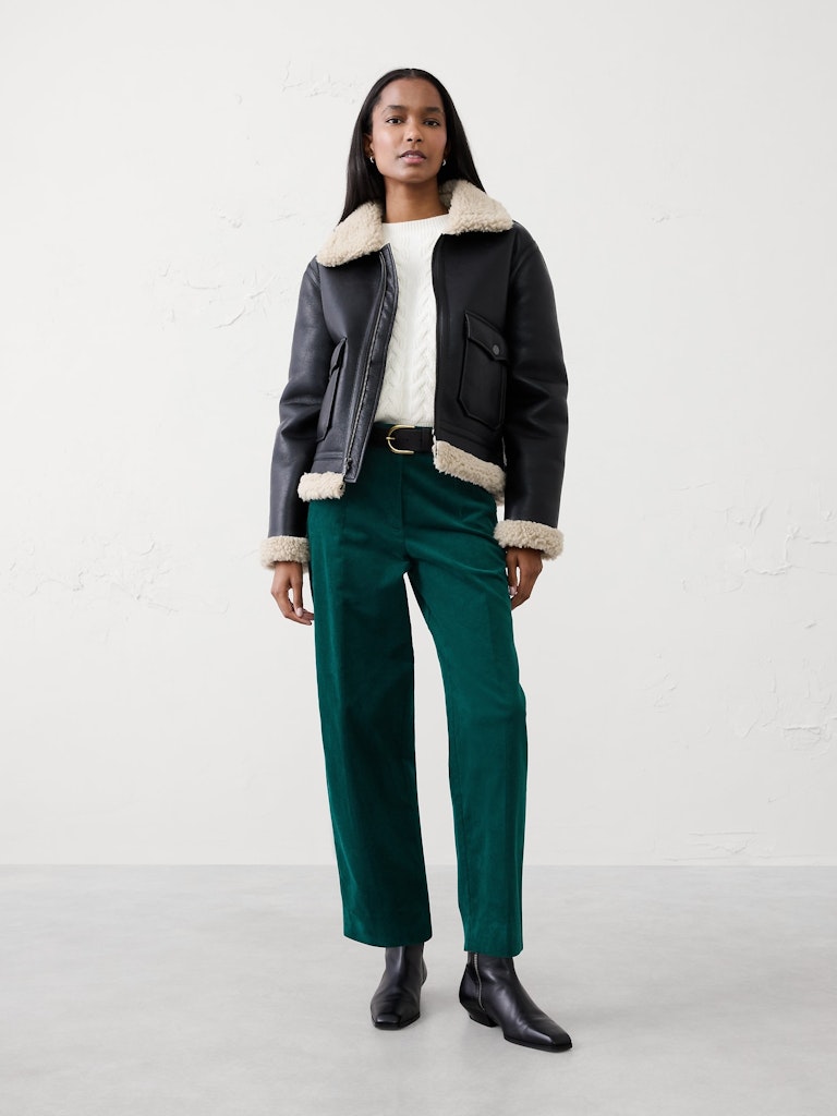 Mid-Rise Straight Leg Corduroy Pants: $42.97