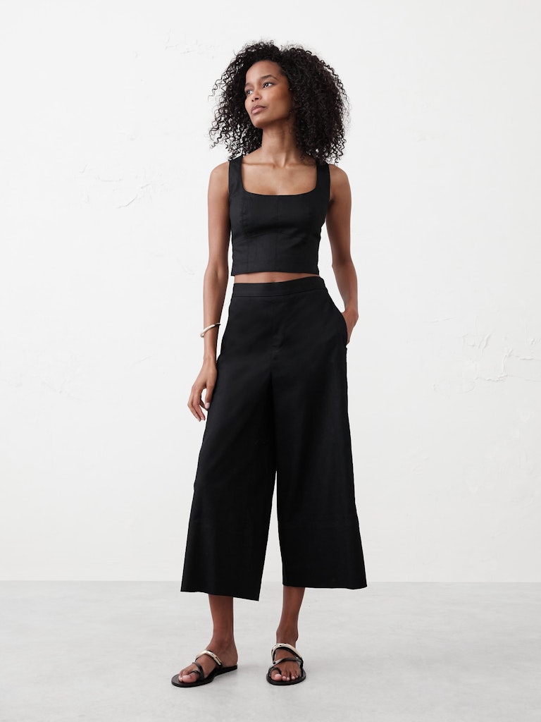 Linen-Blend Square-Neck Bustier: $23.97