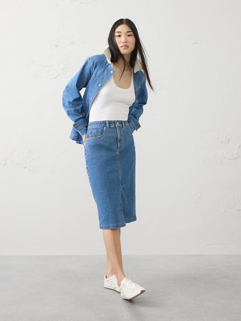 Denim Pencil Skirt: $50 Denim Pencil Skirt: $50