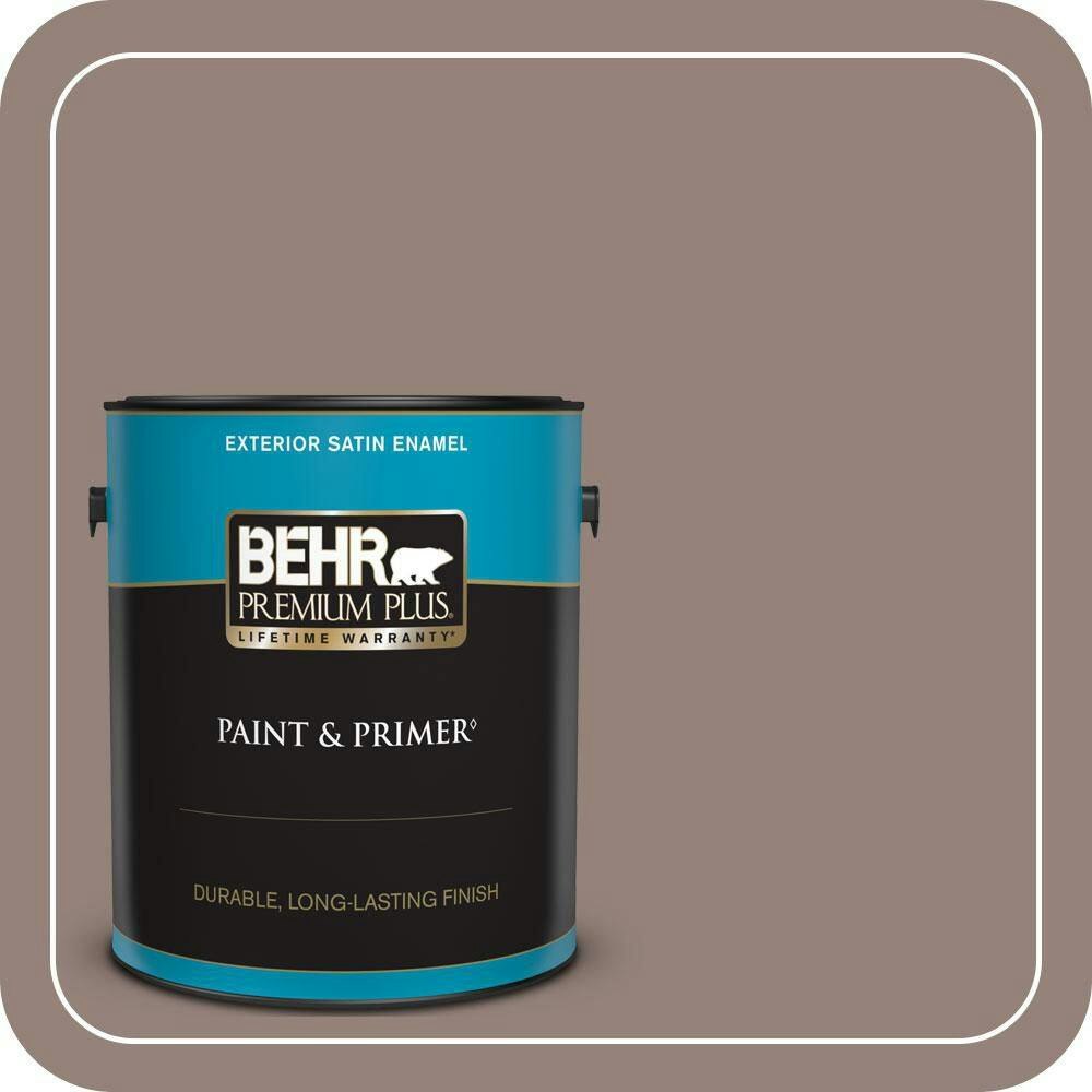 Behr Castle Hill Satin Enamel Exterior Paint and Primer 1-Gallon: $49.98 Behr Castle Hill Satin Enamel Exterior Paint and Primer 1-Gallon: $49.98