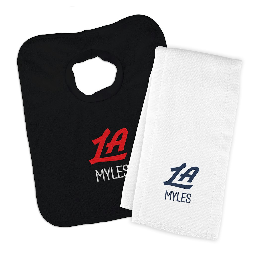 Chad & Jake LA Clippers Personalized Bib and Burp Cloth Set: $47.99