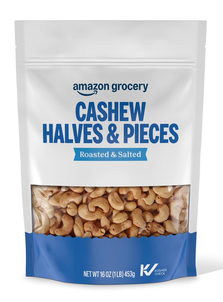 Amazon Grocery Roasted & Salted Cashew Halves & Pieces 16-oz. Bag: $4.60 via Sub. & Save
