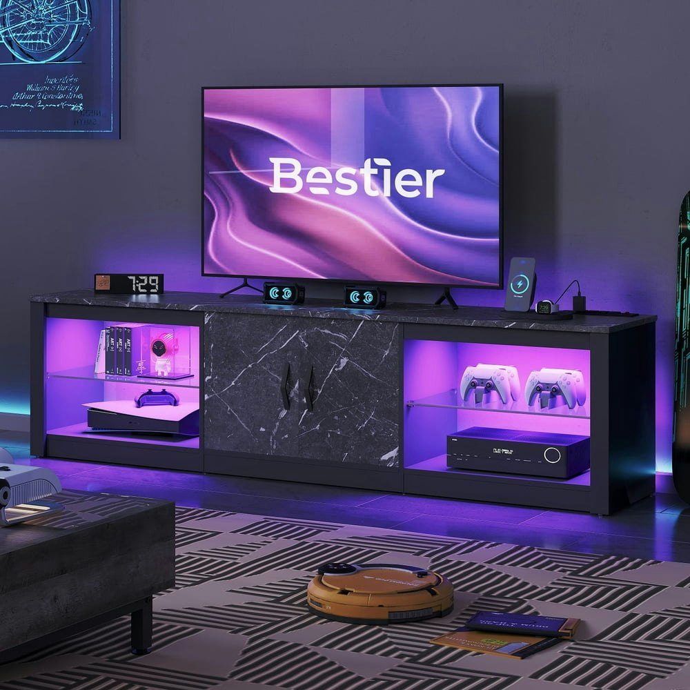 Bestier TV Stand for TVs up to 75-Inch with LED Lights: $149.92