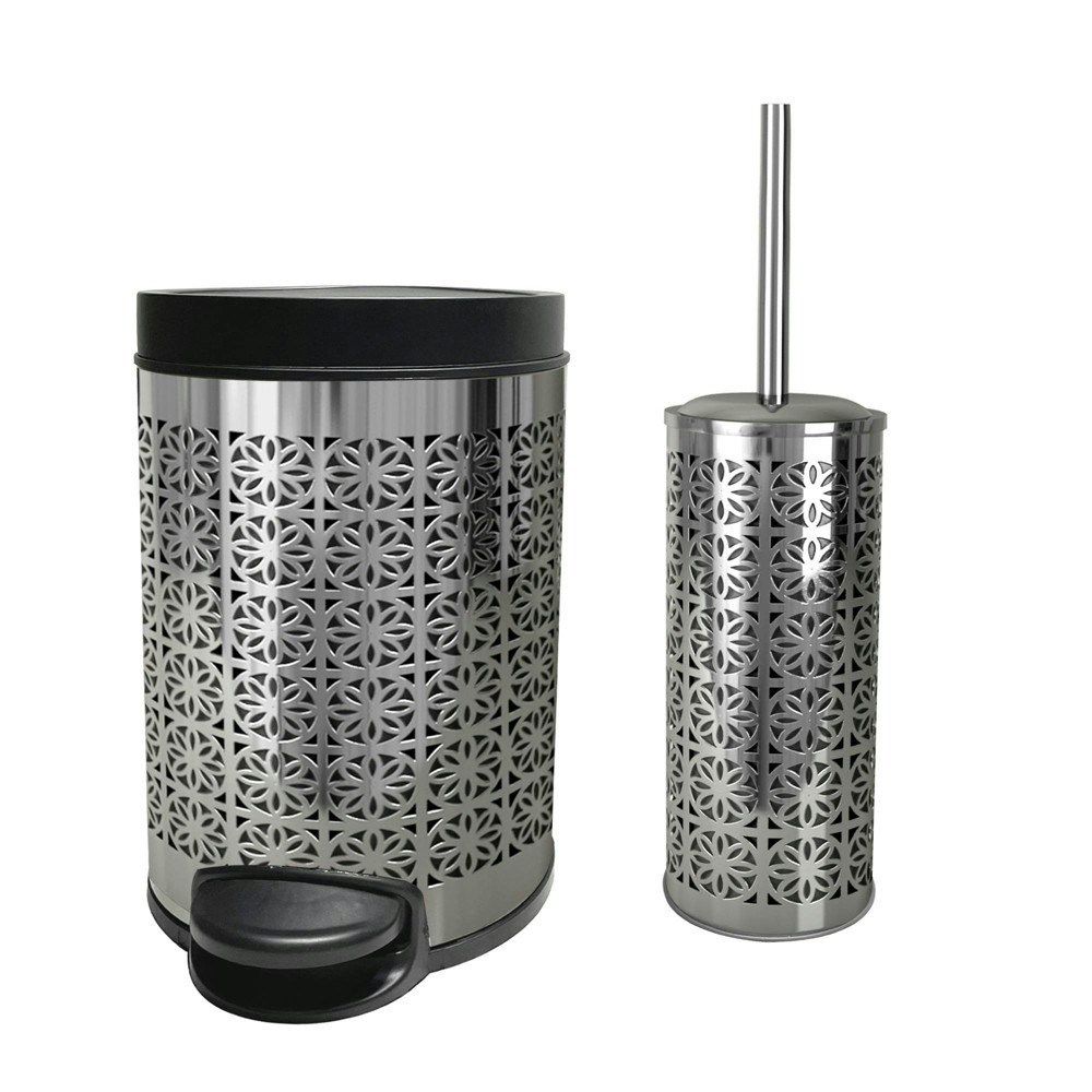 Nu Steel Laser Cut Trash Can and Toilet Brush Holder Set: $61.99 Nu Steel Laser Cut Trash Can and Toilet Brush Holder Set: $61.99