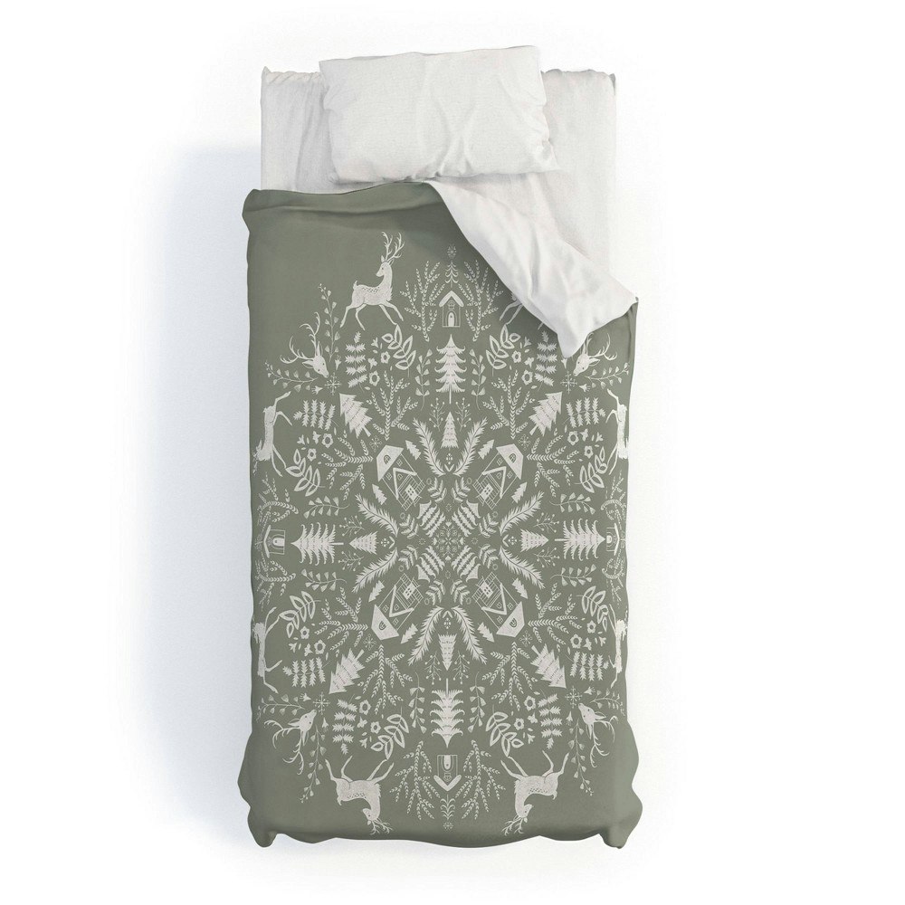 Deny Designs Pimlada Phuapradit Twin Extra Long Winter Forest Duvet Cover and Sham Set: $159.99