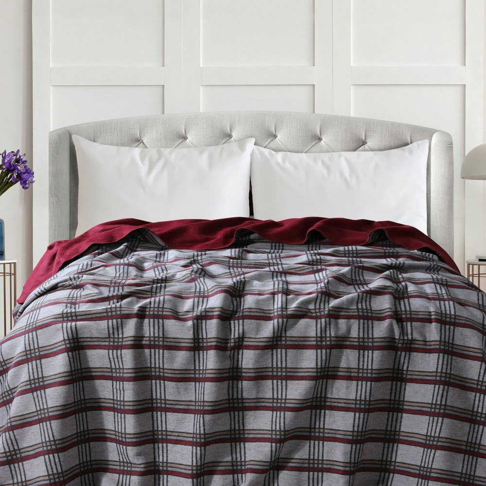 Tribeca Living Queen Plaid Reversible Cotton Acrylic Blanket: $114.99
