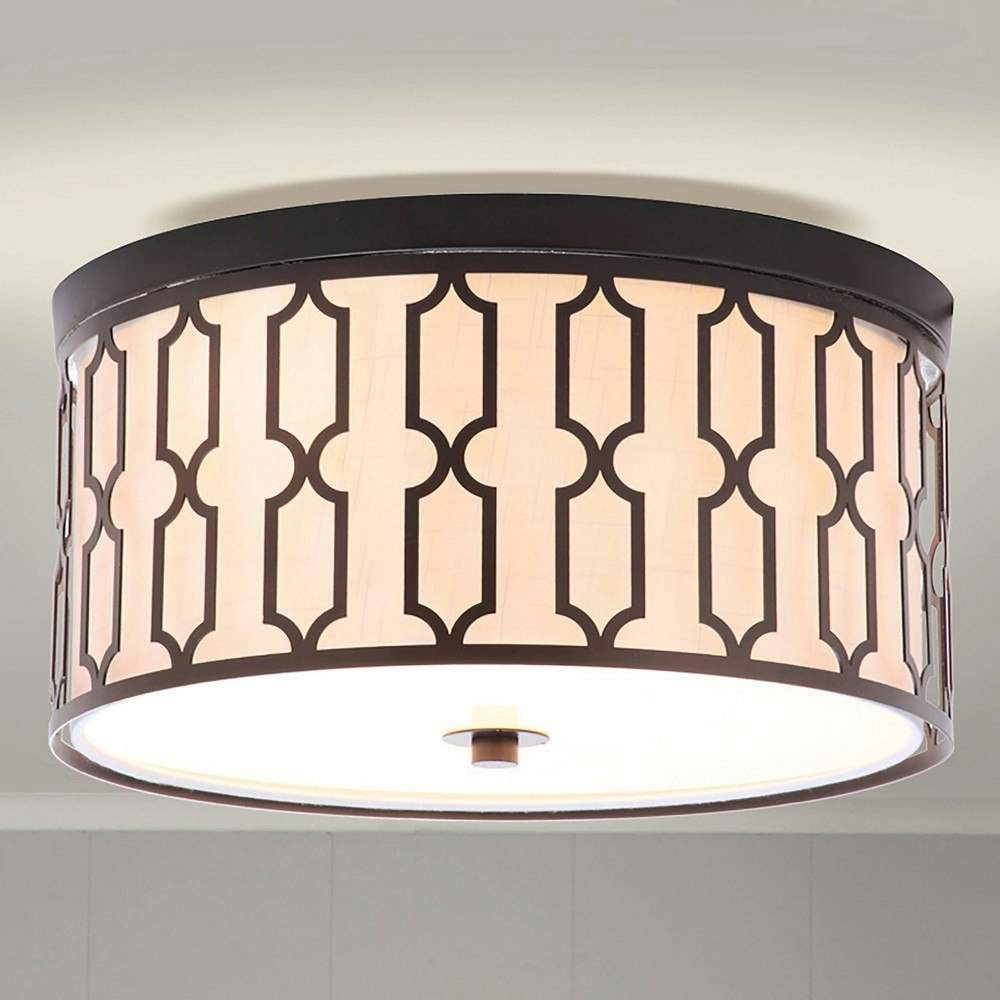 Jonathan Y 16.75-Inch Geometric Linen Flush Mount: $131.99 Jonathan Y 16.75-Inch Geometric Linen Flush Mount: $131.99
