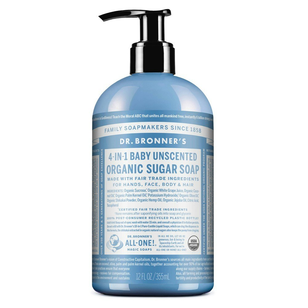 Dr. Bronner's Baby Unscented Organic Sugar Soap 12-oz.: $11.49 Dr. Bronner's Baby Unscented Organic Sugar Soap 12-oz.: $11.49
