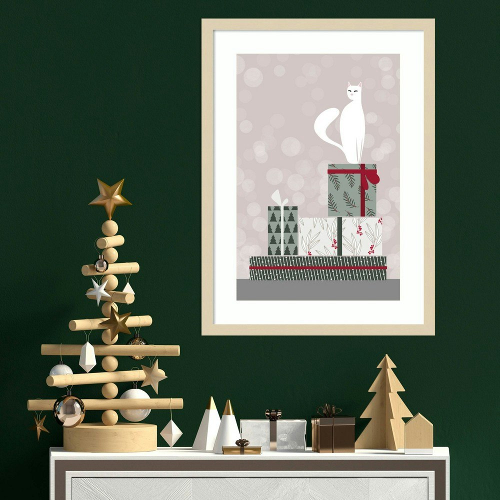 Amanti Art 19"x25" Retro Cat and Gifts Wall Art Print: $170.99 Amanti Art 19"x25" Retro Cat and Gifts Wall Art Print: $170.99
