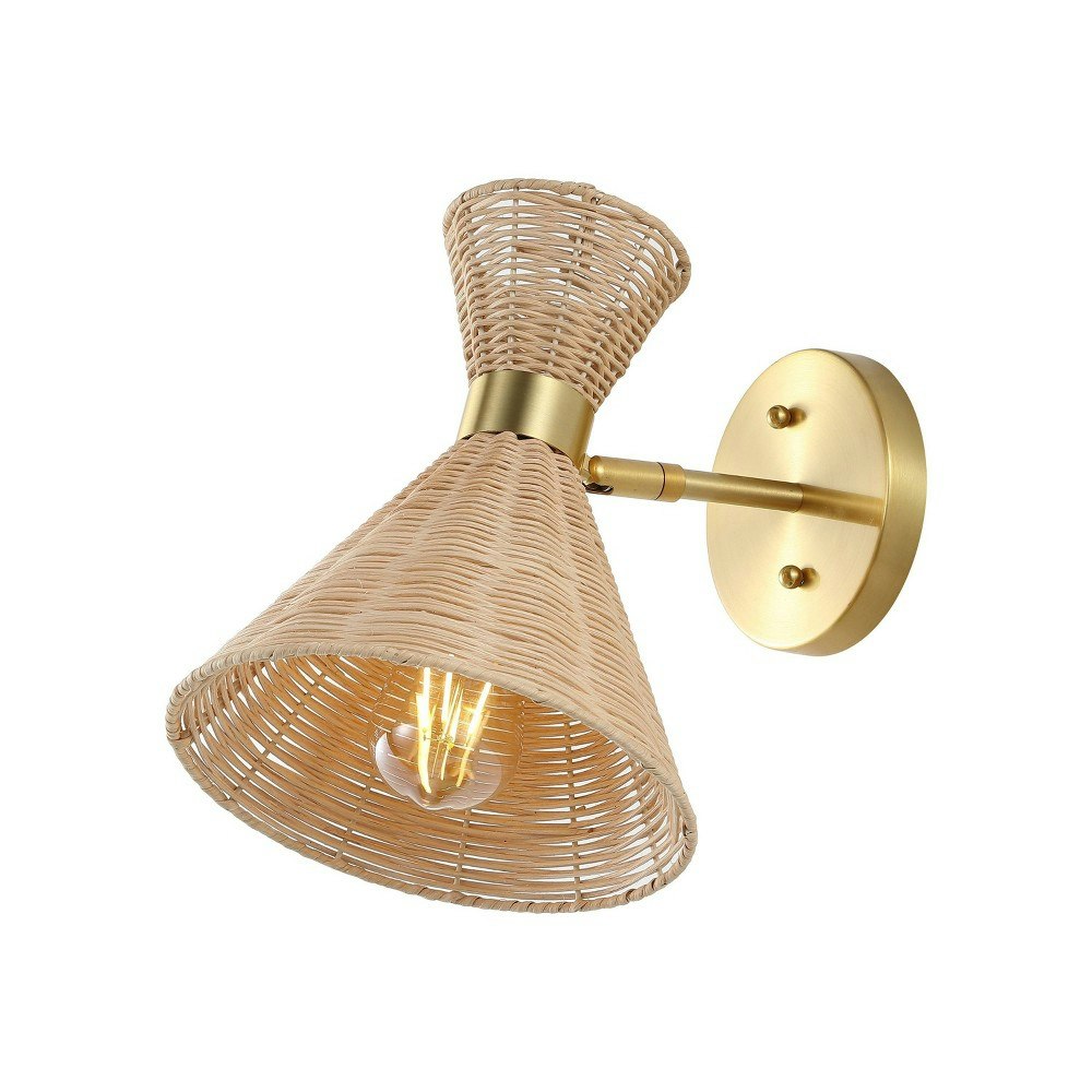 Jonathan Y Zoey 10-Inch Mid-Century Rattan and Metal Wall Sconce: $61.99 Jonathan Y Zoey 10-Inch Mid-Century Rattan and Metal Wall Sconce: $61.99