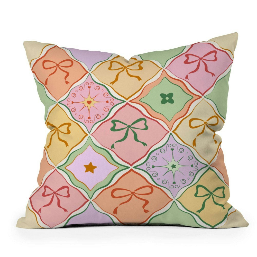 Deny Designs 26"x26" Bows on Colorful Patchwork Square Throw Pillow: $69
