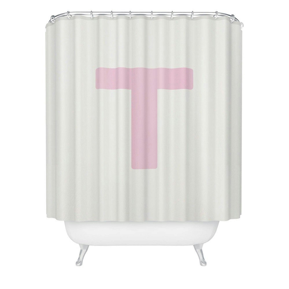 Deny Designs April Lane Pink Monogram T Shower Curtain: $69.99