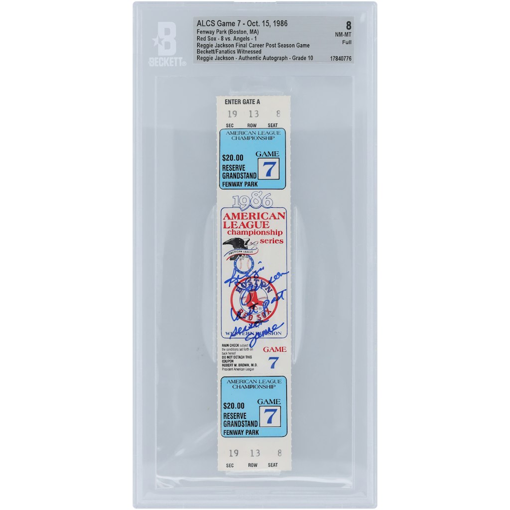Reggie Jackson Autographed October 15, 1986 California Angels Postseason Game Ticket: $1,199.99 Reggie Jackson Autographed October 15, 1986 California Angels Postseason Game Ticket: $1,199.99