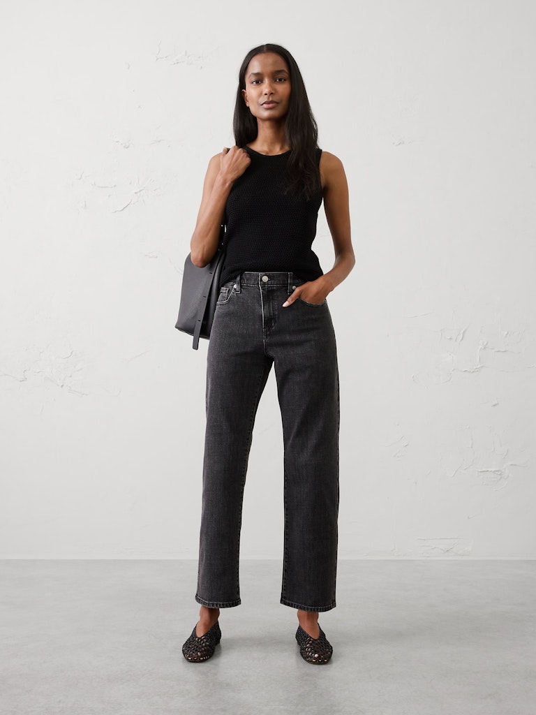 Mid-Rise Straight-Leg Jeans: $50 Mid-Rise Straight-Leg Jeans: $50