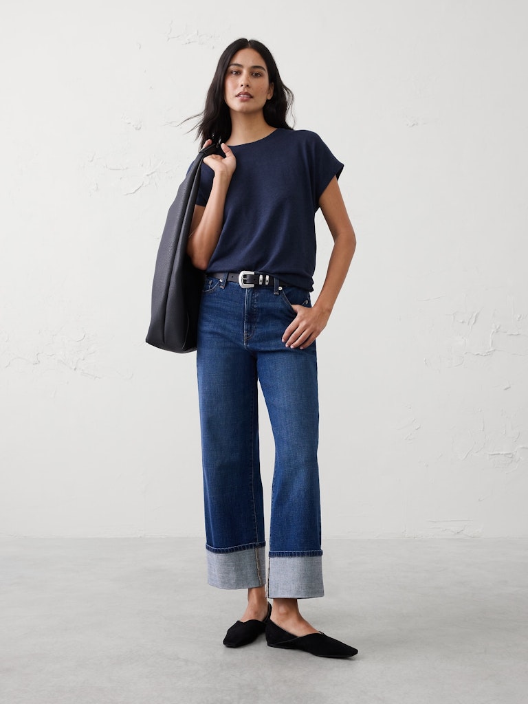 Linen-Blend Cap-Sleeve T-Shirt: $15 Linen-Blend Cap-Sleeve T-Shirt: $15
