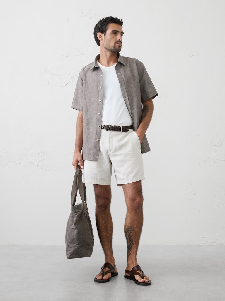 Standard-Fit Linen-Blend Shirt: $37.50 Standard-Fit Linen-Blend Shirt: $37.50