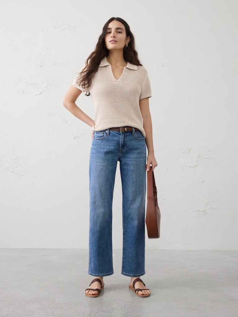 Mid-Rise Straight-Leg Jeans: $50 Mid-Rise Straight-Leg Jeans: $50