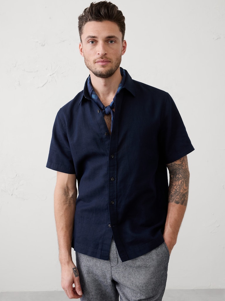 Standard-Fit Linen-Blend Shirt: $30 Standard-Fit Linen-Blend Shirt: $30
