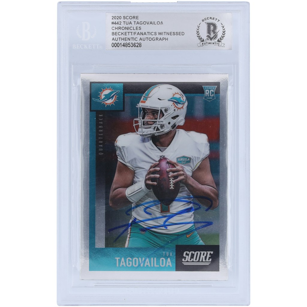 Tua Tagovailoa Miami Dolphins 2020 Panini Score Autographed Rookie Card: $159.99 Tua Tagovailoa Miami Dolphins 2020 Panini Score Autographed Rookie Card: $159.99