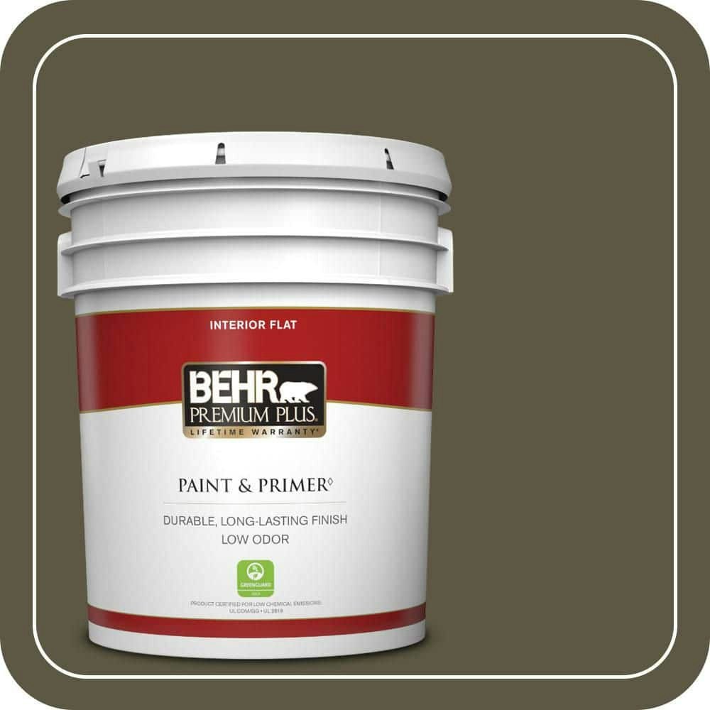 Behr Premium Plus 5-Gallon Moosewood Flat Interior Paint and Primer: $154 Behr Premium Plus 5-Gallon Moosewood Flat Interior Paint and Primer: $154