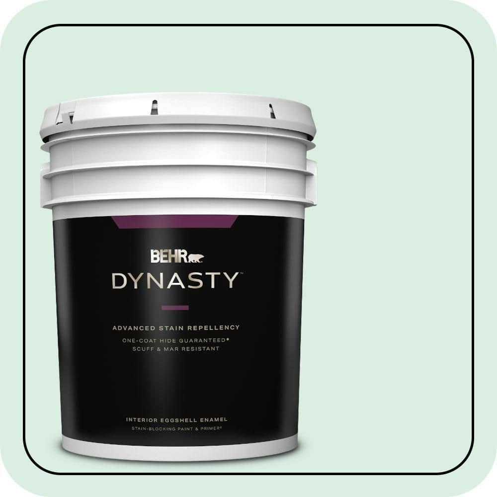 Behr #M420-1 Sparkling Brook 5-Gallon Interior Eggshell Paint and Primer: $303 Behr #M420-1 Sparkling Brook 5-Gallon Interior Eggshell Paint and Primer: $303
