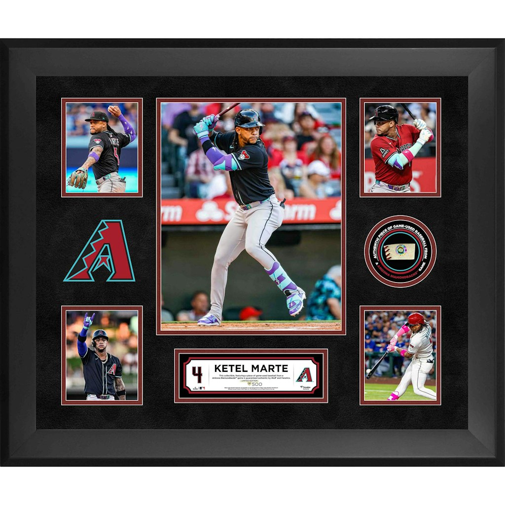 Ketel Marte Arizona Diamondbacks Framed 5-Photo Collage with Game-Used Ball Piece: $129.99 Ketel Marte Arizona Diamondbacks Framed 5-Photo Collage with Game-Used Ball Piece: $129.99