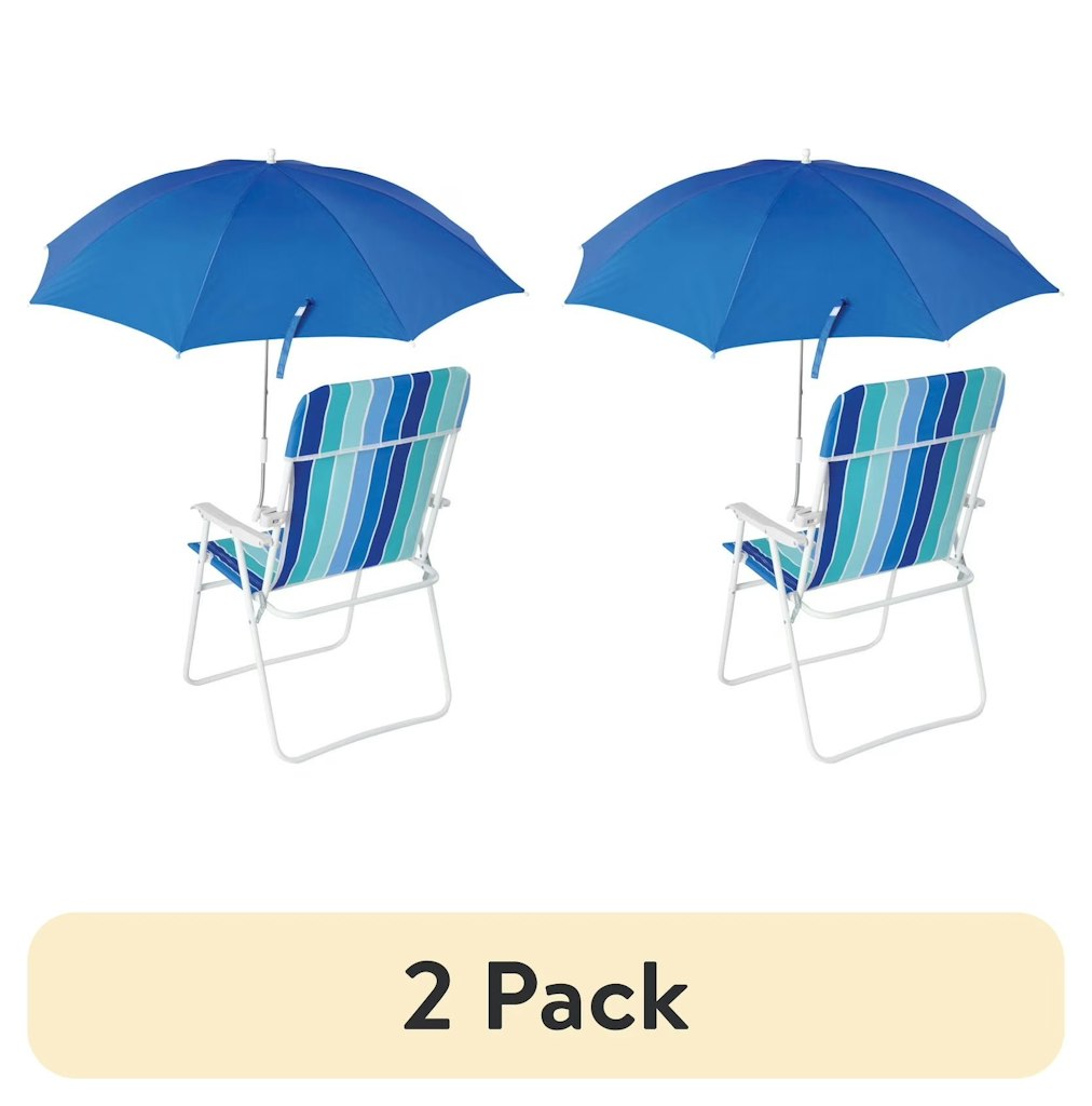 Mainstays Clip-On Beach Chair Umbrella 2-Pack: $14 Mainstays Clip-On Beach Chair Umbrella 2-Pack: $14