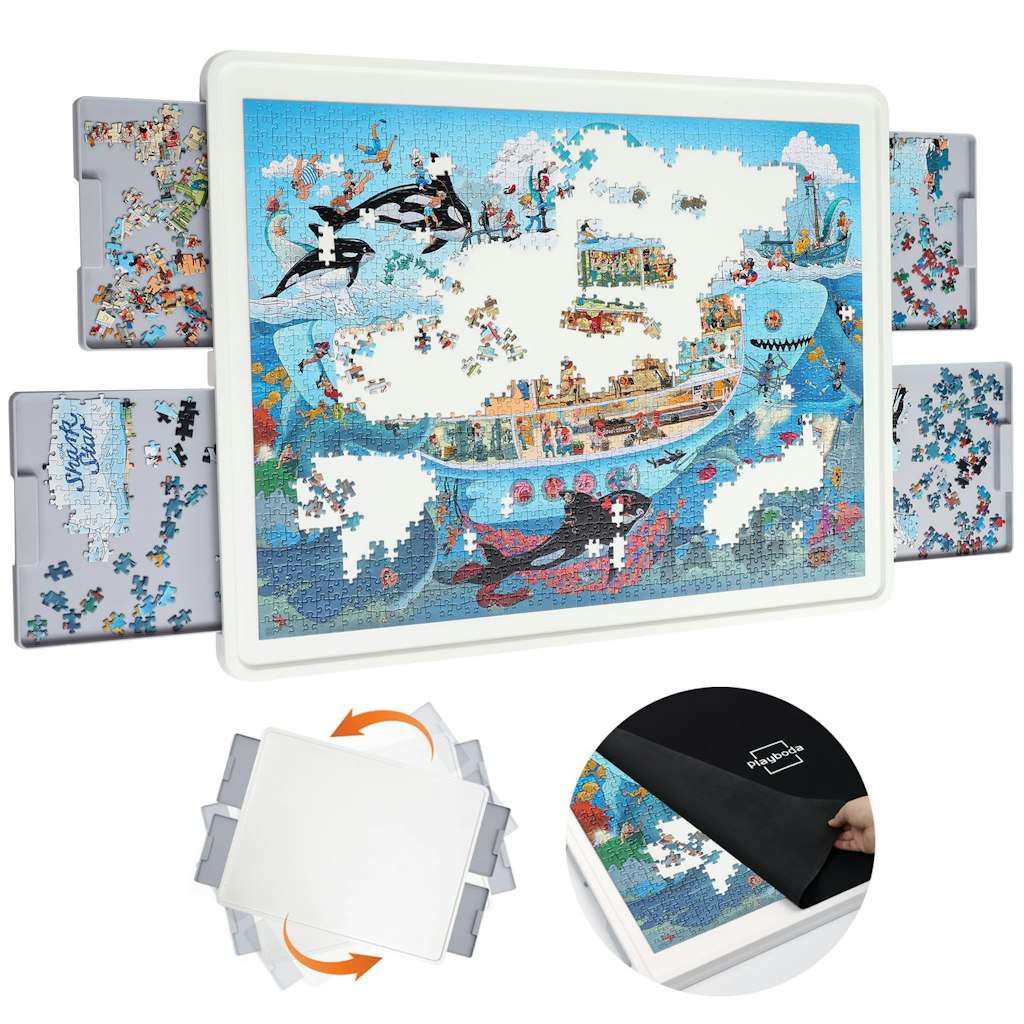 Playboda 1500-Piece Rotating Plastic Puzzle Board w/ Drawers & Cover: $60