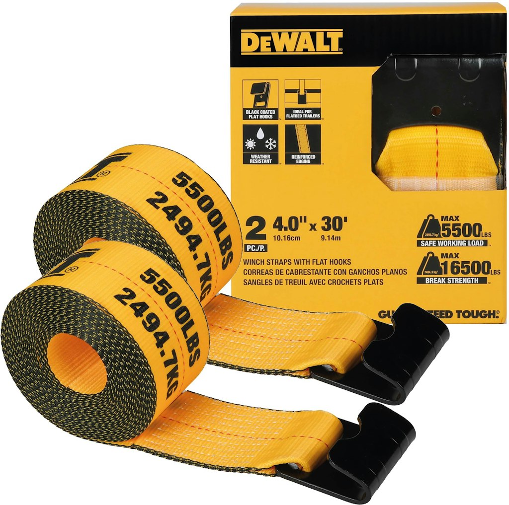 DeWalt 4" x 30' Winch Straps 2-Pack: $24