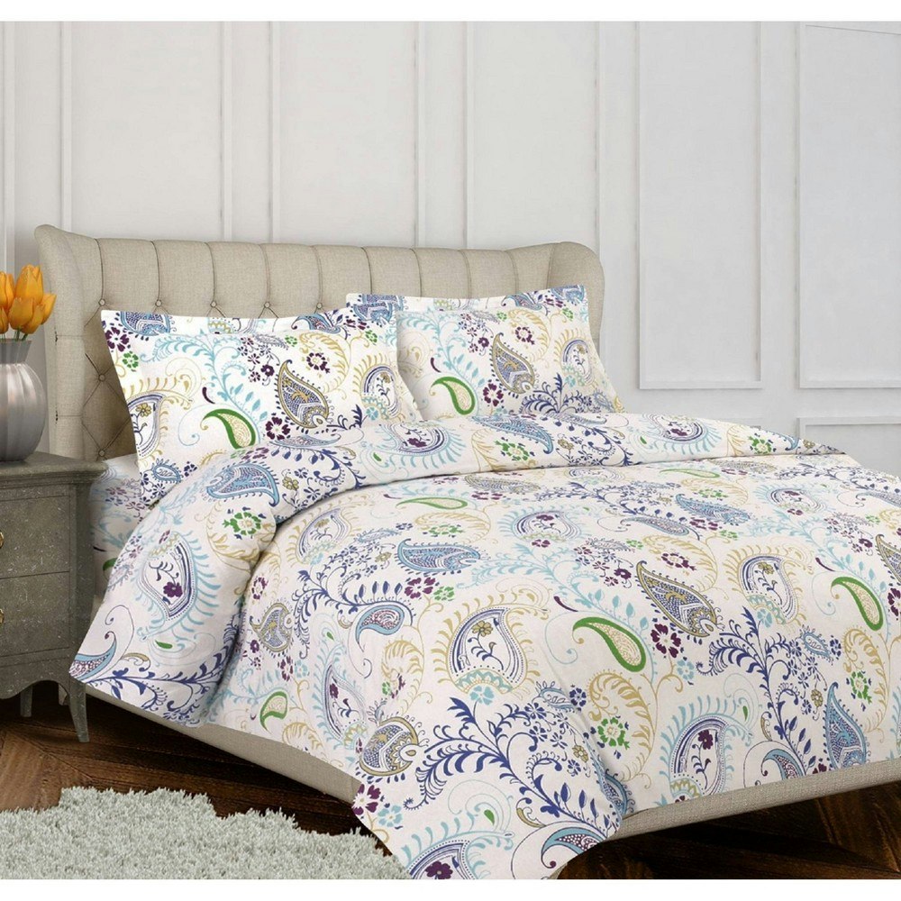 Tribeca Living Queen Paisley Garden 3-Piece Cotton Flannel Duvet Set: $45.99