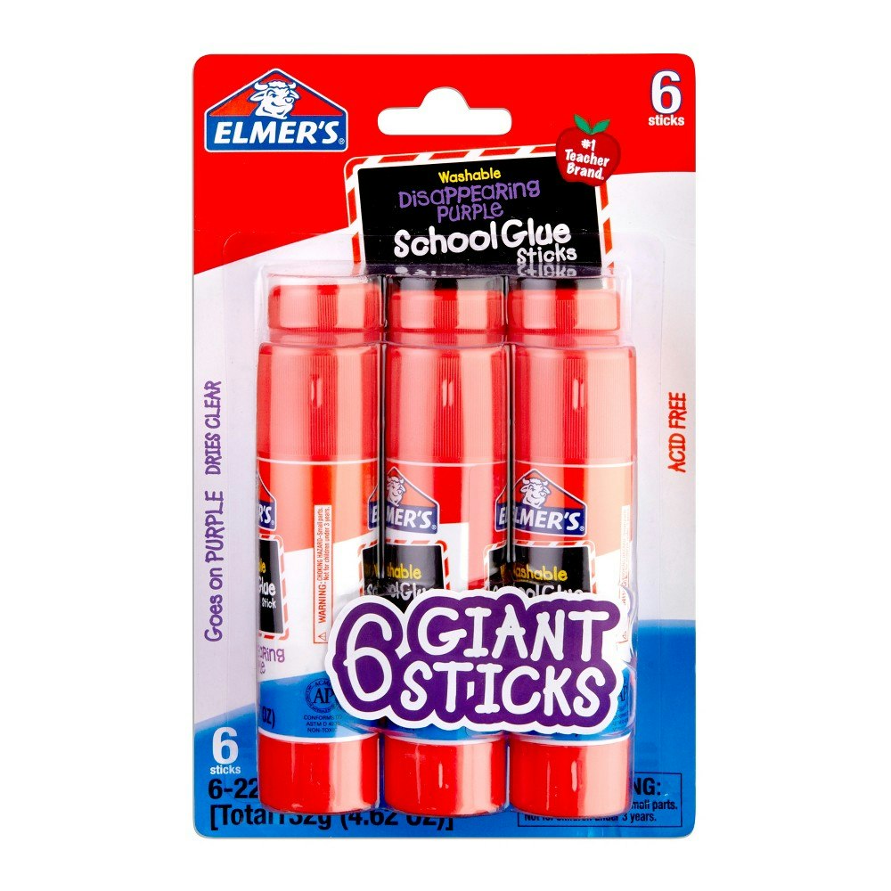 Elmer's Washable Disappearing Purple Glue Sticks 6-Pack: $5.29 Elmer's Washable Disappearing Purple Glue Sticks 6-Pack: $5.29