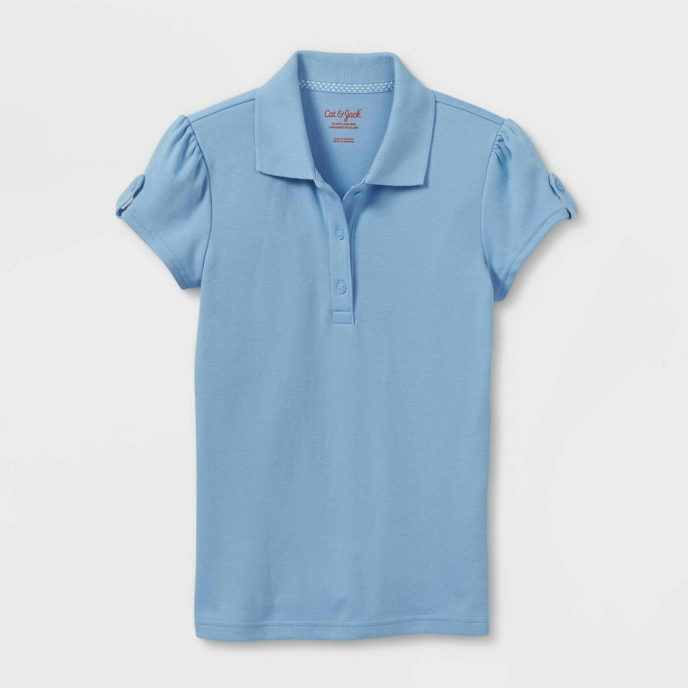 Cat & Jack Girls' Short Sleeve Interlock Uniform Polo Shirt: $10 Cat & Jack Girls' Short Sleeve Interlock Uniform Polo Shirt: $10