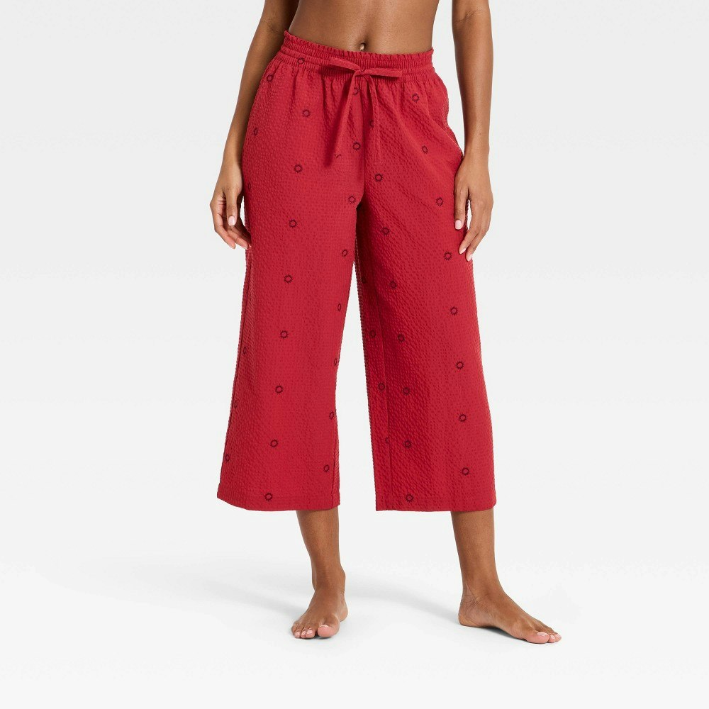 Auden Women's Seersucker Wide Leg Cropped Pajama Pants: $20 Auden Women's Seersucker Wide Leg Cropped Pajama Pants: $20