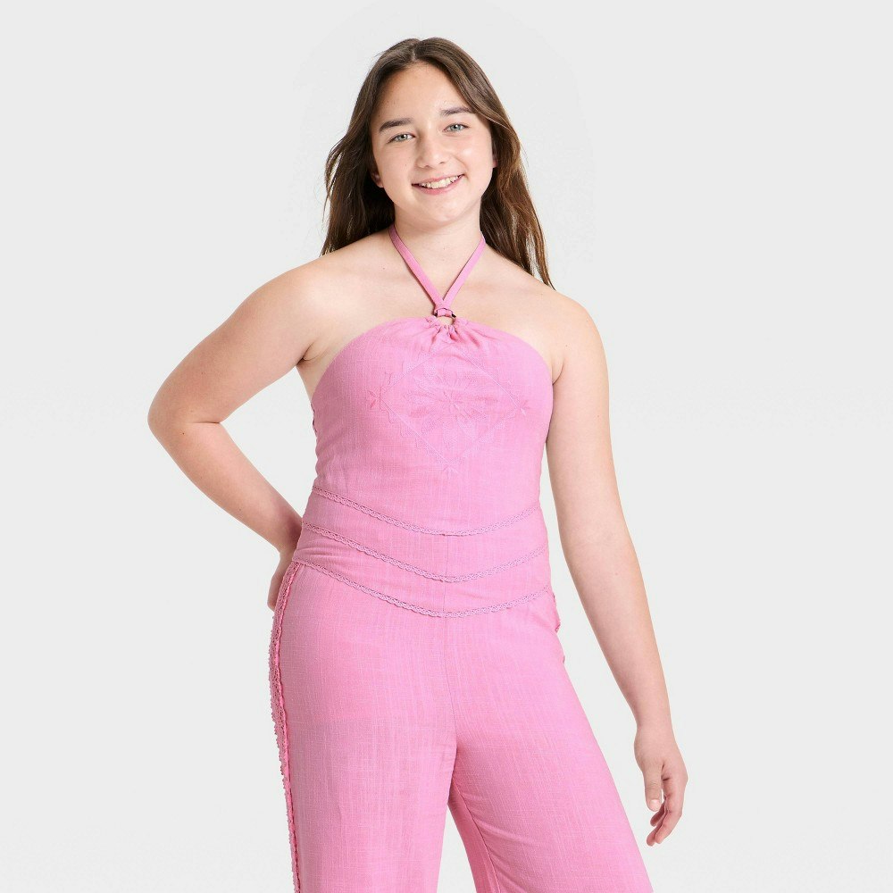 Art Class Girls' Woven Handkerchief Halter Top: $15