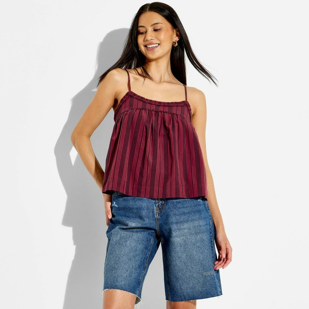 Wild Fable Women's Striped Trapeze Ruffle Babydoll Cami: $25 Wild Fable Women's Striped Trapeze Ruffle Babydoll Cami: $25
