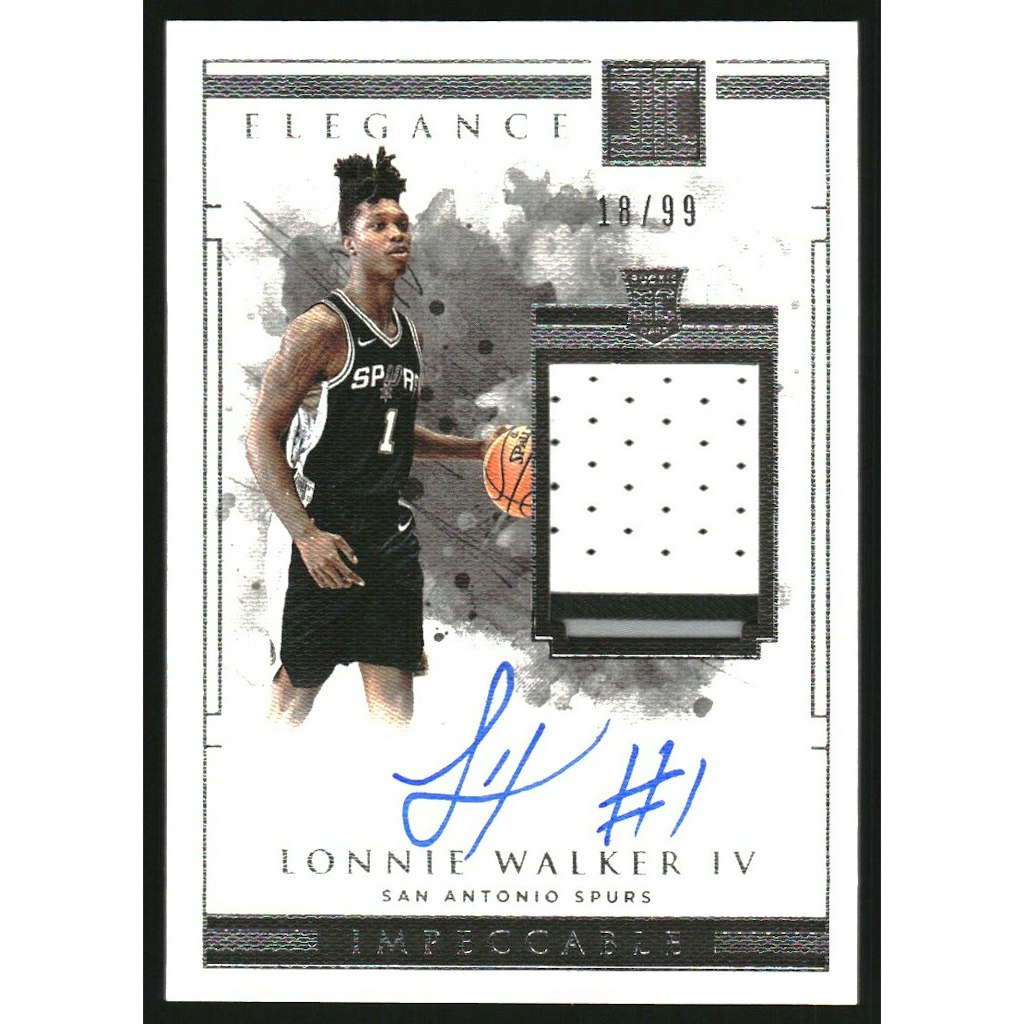 2018-19 Panini Impeccable Lonnie Walker IV Rookie Autograph Jersey Card: $80 2018-19 Panini Impeccable Lonnie Walker IV Rookie Autograph Jersey Card: $80