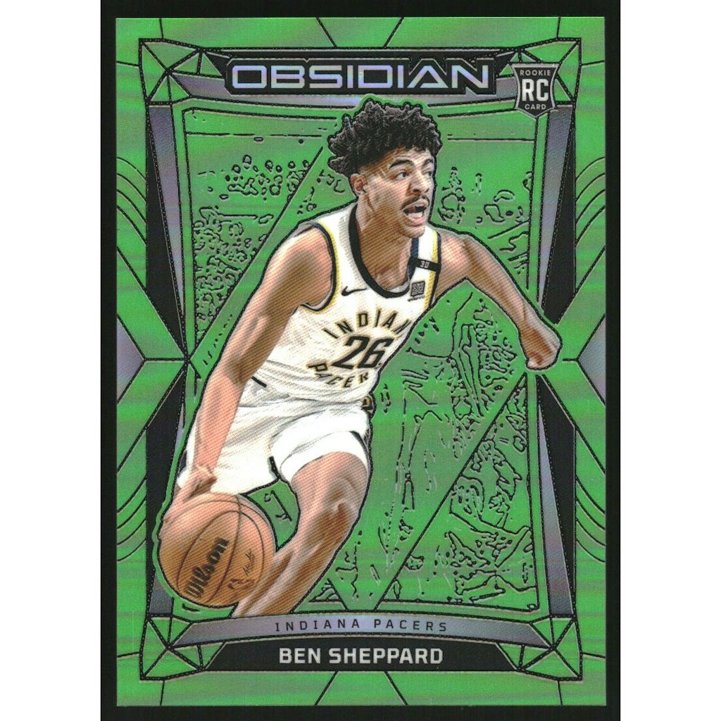 2023-24 Panini Obsidian Ben Sheppard Electric Etch Green Flood Trading Card: $27 2023-24 Panini Obsidian Ben Sheppard Electric Etch Green Flood Trading Card: $27