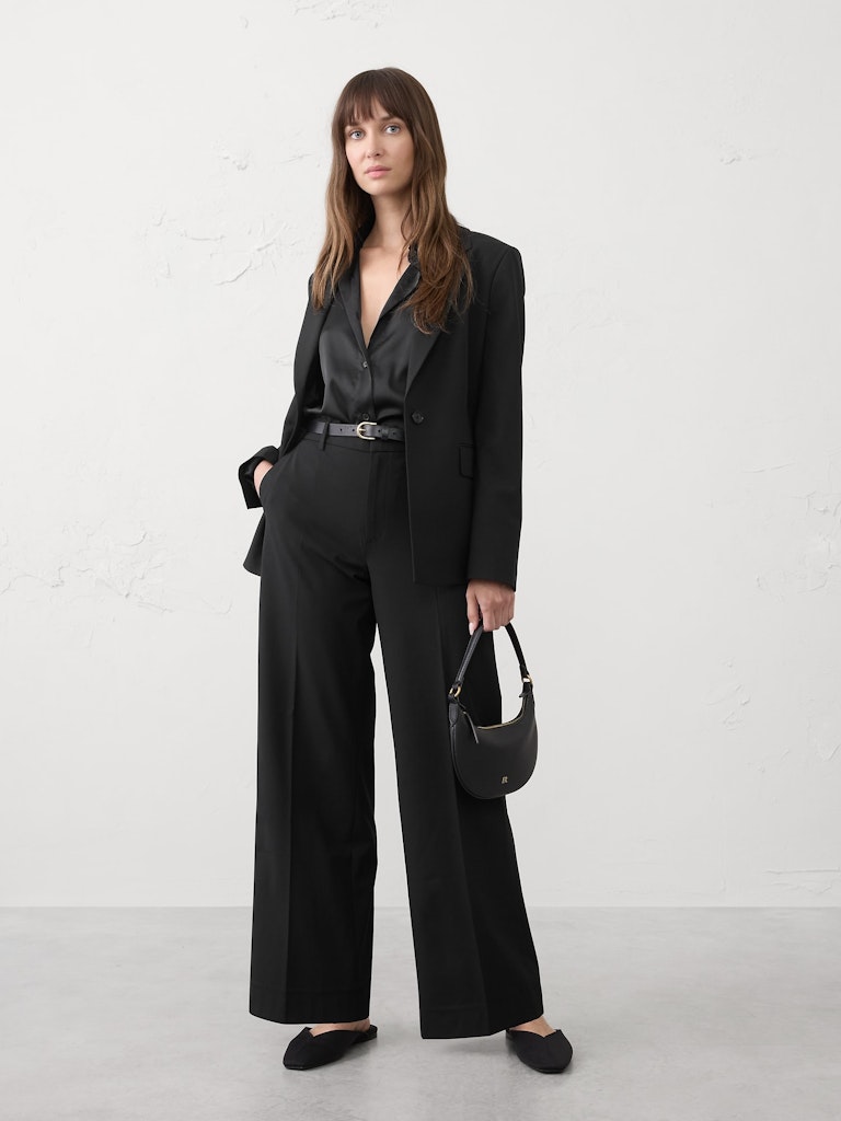 Wide-Leg High-Rise Sculpted Trouser: $55 Wide-Leg High-Rise Sculpted Trouser: $55