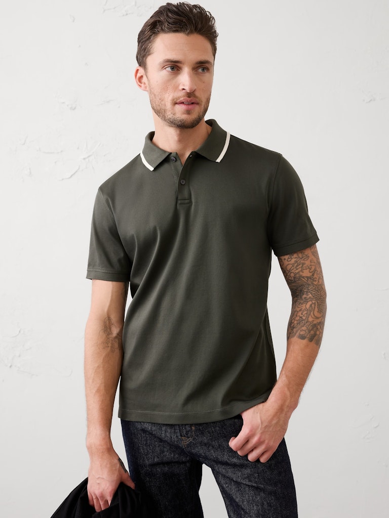Standard-Fit Luxe Touch Tipped Polo: $32.50 Standard-Fit Luxe Touch Tipped Polo: $32.50