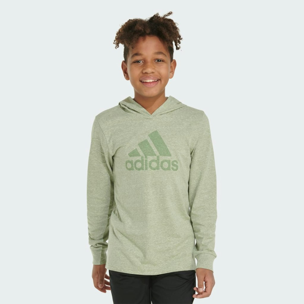 Adidas Kids' Long Sleeve Hooded Snow Heather Tee: $30 Adidas Kids' Long Sleeve Hooded Snow Heather Tee: $30
