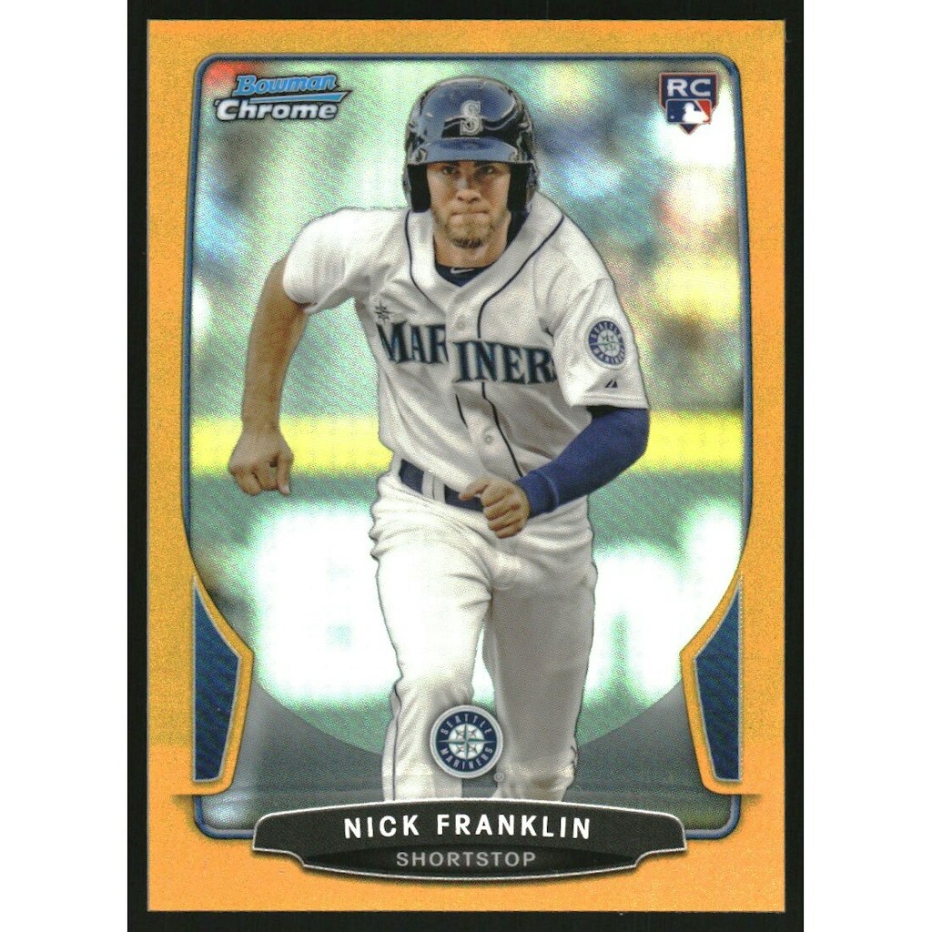 2013 Bowman Chrome Draft Gold Refractor Nick Franklin #12 Trading Card: $10.80 2013 Bowman Chrome Draft Gold Refractor Nick Franklin #12 Trading Card: $10.80