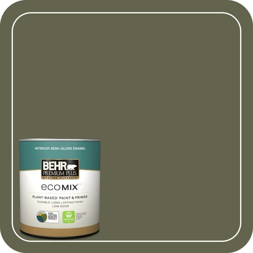 Mountain Olive Semi-Gloss Interior Paint and Primer 1-Quart: $22.48
