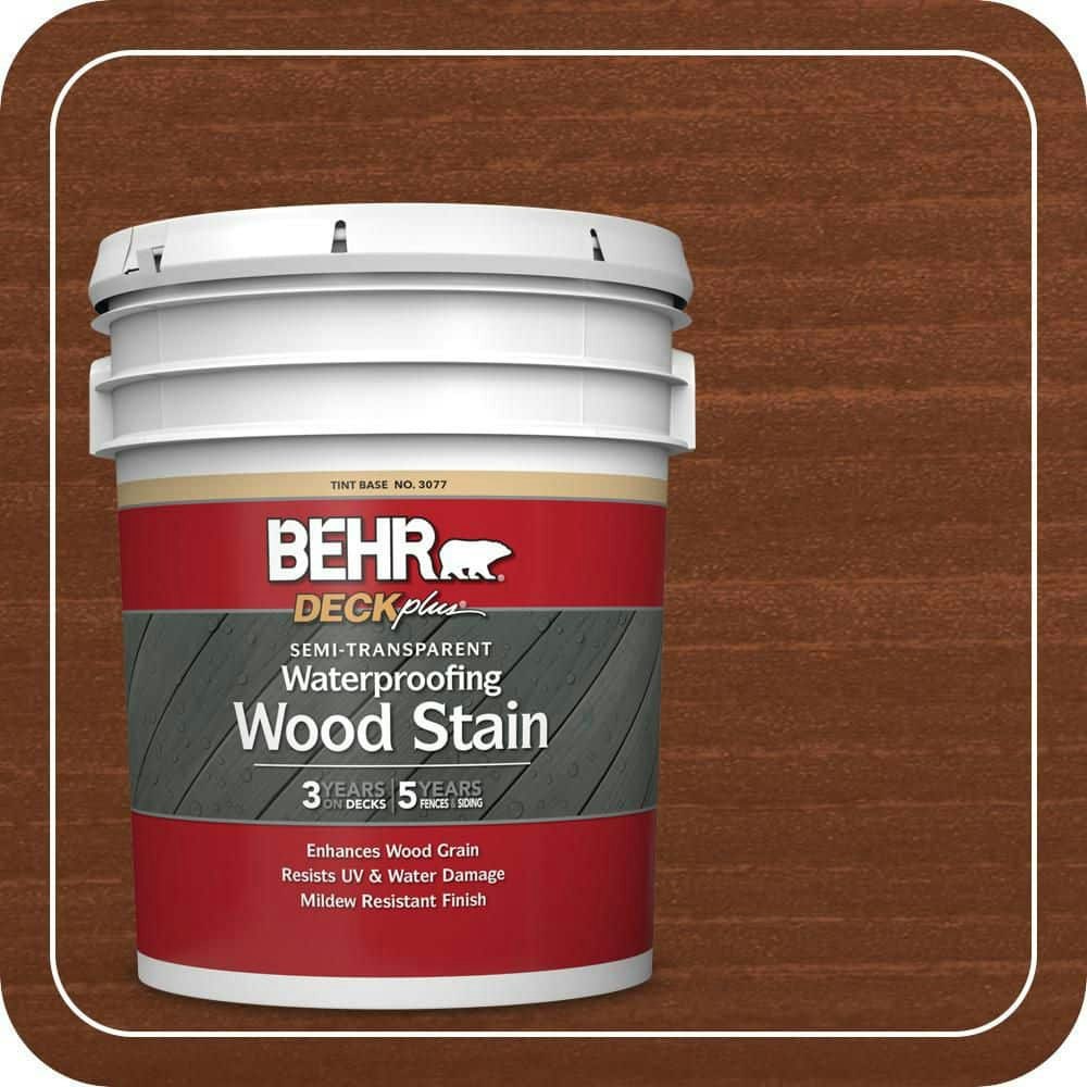 Behr 5-Gallon Cappuccino Semi-Transparent Waterproofing Exterior Wood Stain: $194 Behr 5-Gallon Cappuccino Semi-Transparent Waterproofing Exterior Wood Stain: $194