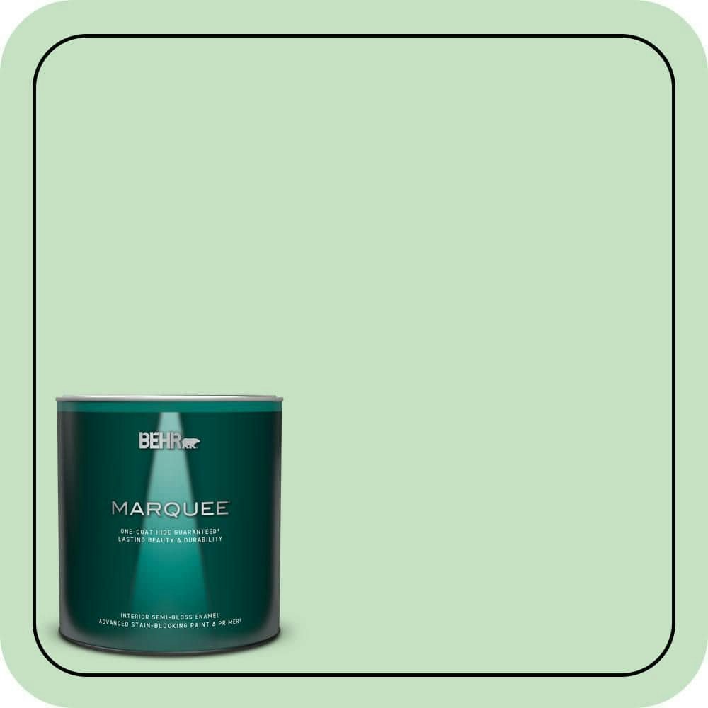 Behr 1-Quart Green Myth Semi-Gloss Interior Enamel Paint and Primer: $29.98 Behr 1-Quart Green Myth Semi-Gloss Interior Enamel Paint and Primer: $29.98