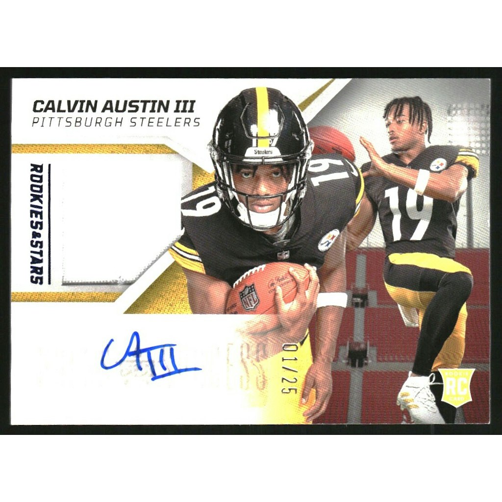 Calvin Austin III 2022 Rookies and Stars Dress for Success Prime Jersey Autograph Card: $27 Calvin Austin III 2022 Rookies and Stars Dress for Success Prime Jersey Autograph Card: $27