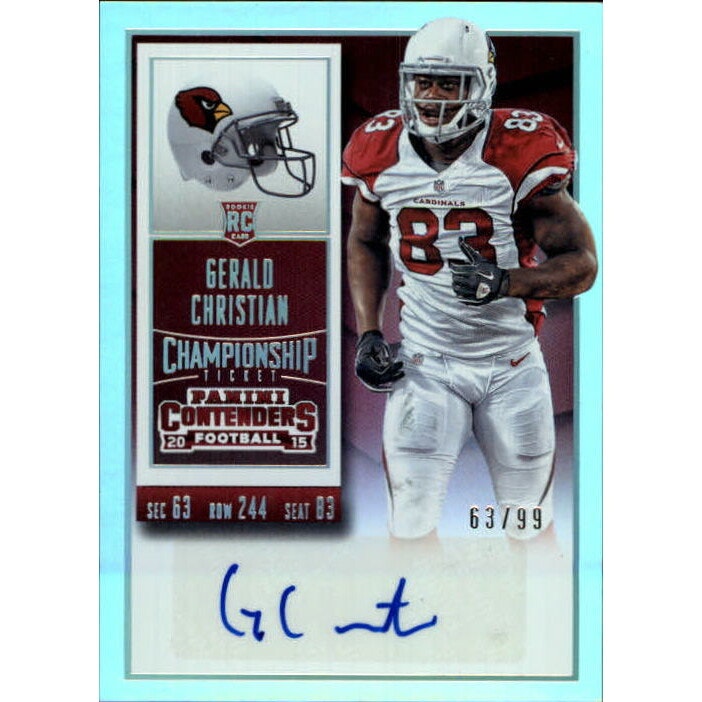 2015 Panini Contenders Gerald Christian Championship Ticket Autograph Card /99: $10.80 2015 Panini Contenders Gerald Christian Championship Ticket Autograph Card /99: $10.80