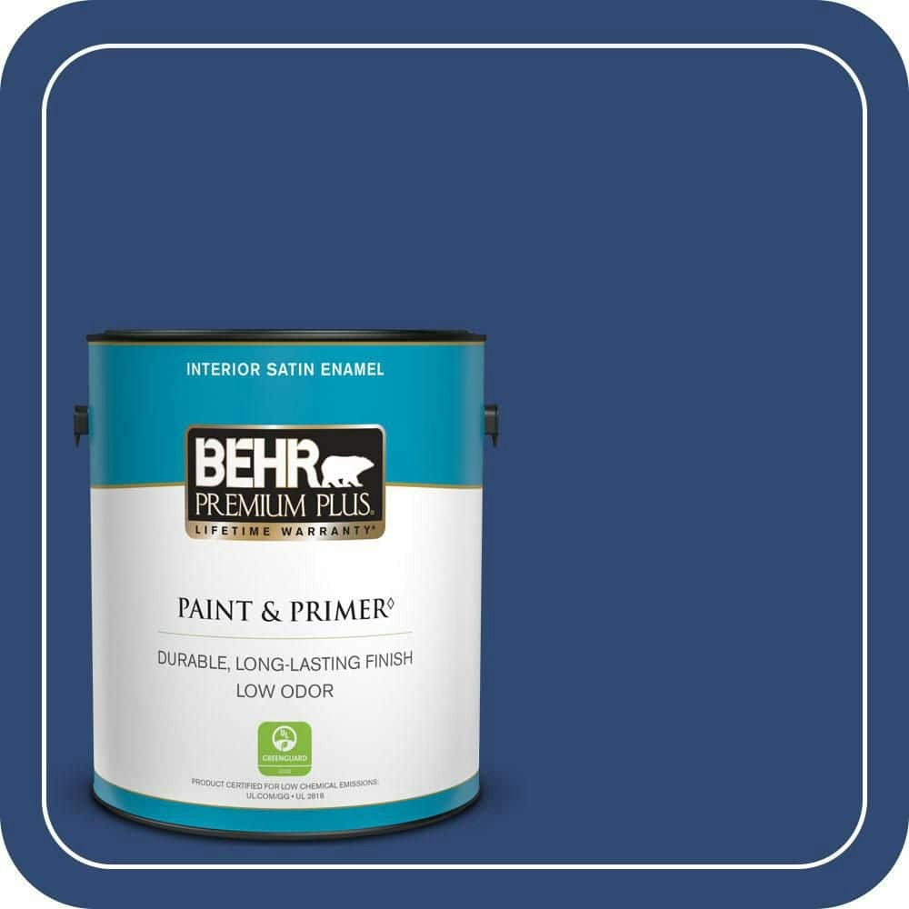 Behr Navy Blue Satin Enamel 1-Gallon Interior Paint and Primer: $40.98 Behr Navy Blue Satin Enamel 1-Gallon Interior Paint and Primer: $40.98