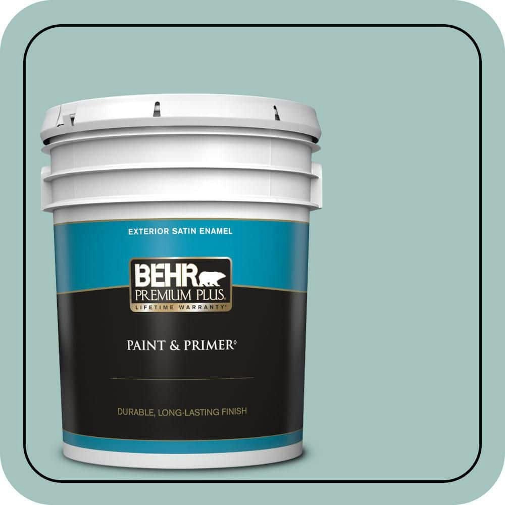 Polished Aqua Satin Enamel Exterior Paint & Primer 5-Gallon: $225 Polished Aqua Satin Enamel Exterior Paint & Primer 5-Gallon: $225
