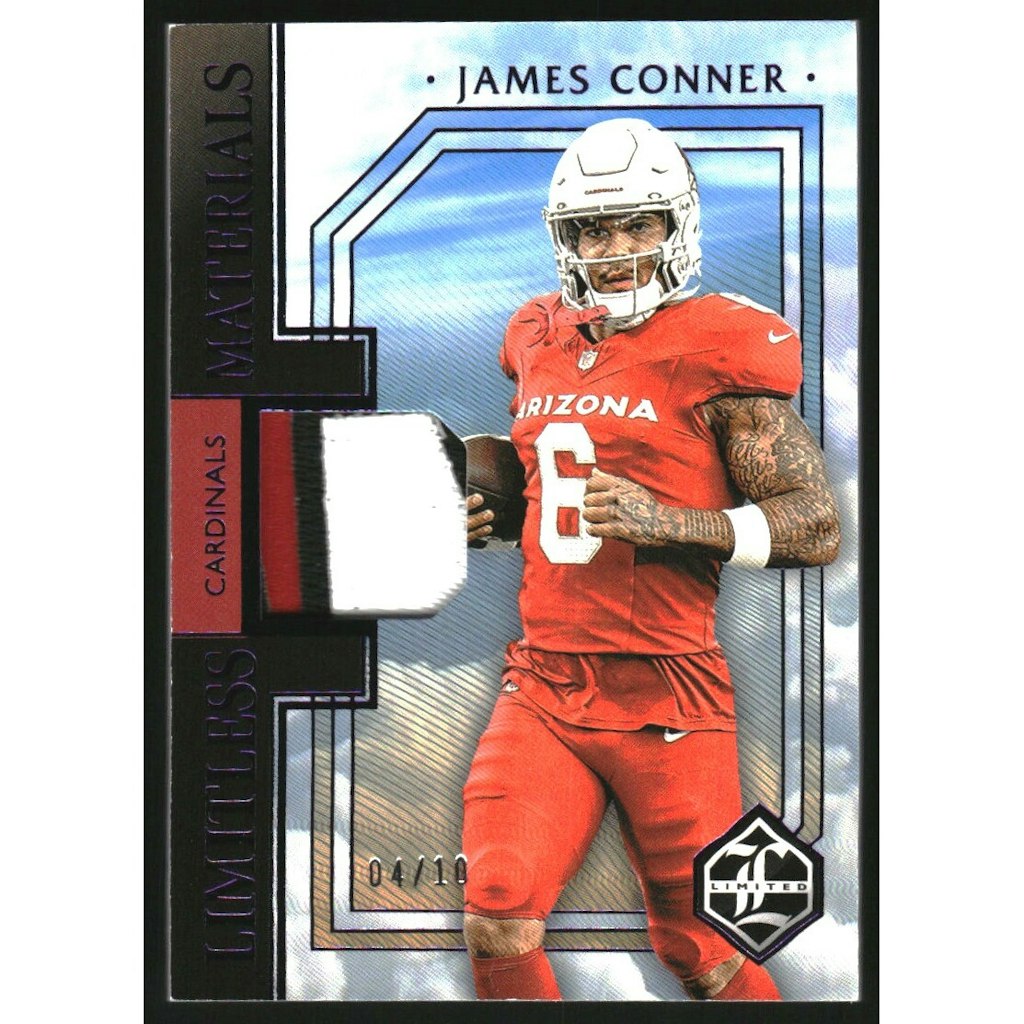 James Conner 2023 Limited Limitless Materials Amethyst Spotlight Trading Card: $25 James Conner 2023 Limited Limitless Materials Amethyst Spotlight Trading Card: $25